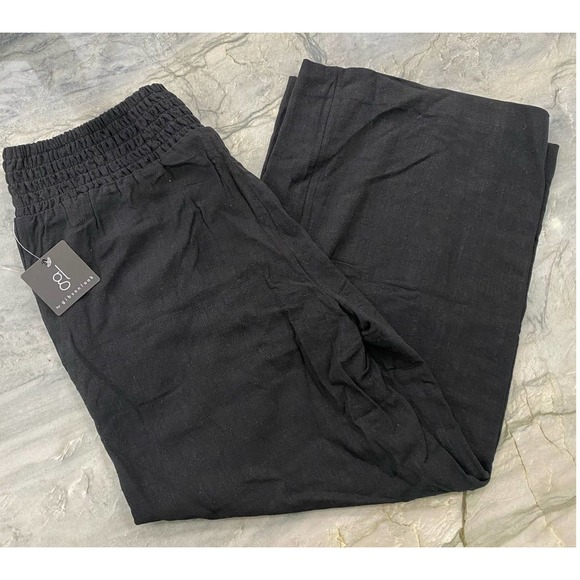 GL by Gibson Look Linen Wide Leg Pants Black XL - Picture 1 of 9